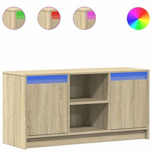 vidaXL Meuble TV avec LED ch&ecirc;ne sonoma 100x34x50 cm bois d'ing&eacute;nierie