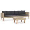 vidaXL Salon de jardin 2 pcs avec coussins R&eacute;sine tress&eacute;e Beige