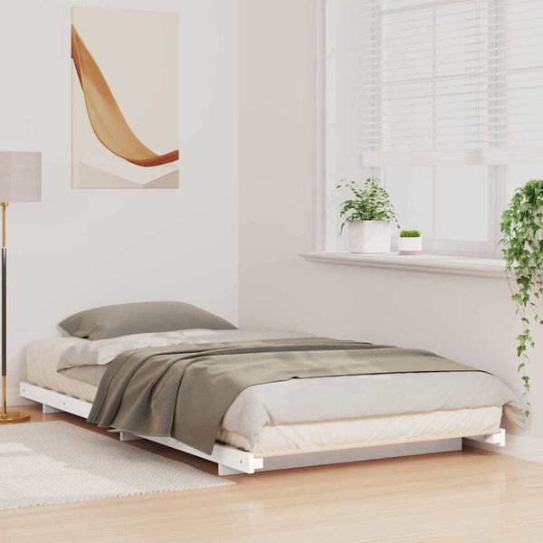 vidaXL Cadre de lit sur&eacute;lev&eacute; Blanc 80 x 200 cm Bois massif en pin