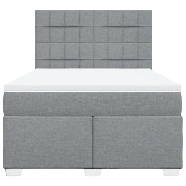 vidaXL Sommier &agrave; lattes de lit avec matelas Gris clair 140x200cm Tissu