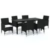 vidaXL Ensemble &agrave; manger de jardin coussins 7pcs R&eacute;sine tress&eacute;e Noir