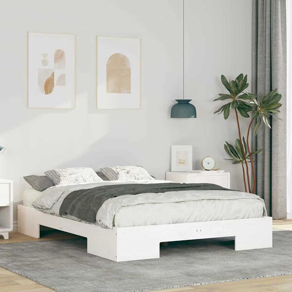 vidaXL Cadre de lit sur&eacute;lev&eacute; Blanc 120 x 200 cm Bois massif en pin