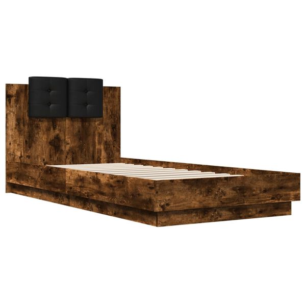 vidaXL Cadre de lit avec LED sans matelas ch&ecirc;ne fum&eacute; 100x200 cm