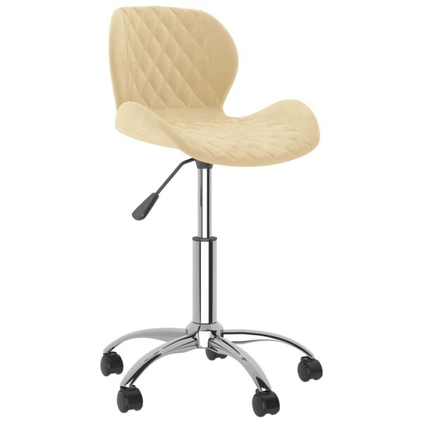 vidaXL Chaise pivotante de salle &agrave; manger Cr&egrave;me Velours