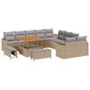 vidaXL Ensemble de canap&eacute; de jardin 13 pc Beige polyrotin