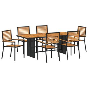 vidaXL Ensemble de salle &agrave; manger pour jardin 7 pc Noir et Marron
