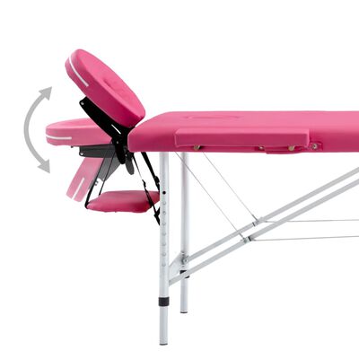 vidaXL Table de massage pliable 4 zones Aluminium Rose