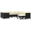 vidaXL Salon de jardin 9 pcs avec coussins R&eacute;sine tress&eacute;e Noir