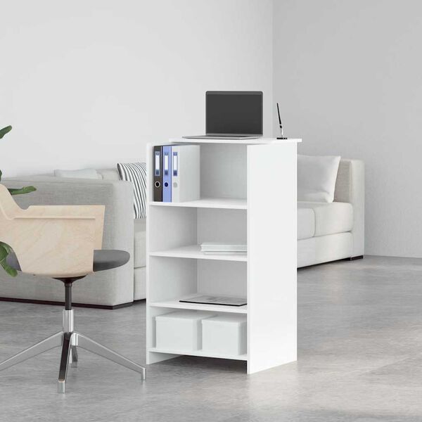 vidaXL Bureau de réception Blanc 55x50x103,5 cm Bois d'ingénierie