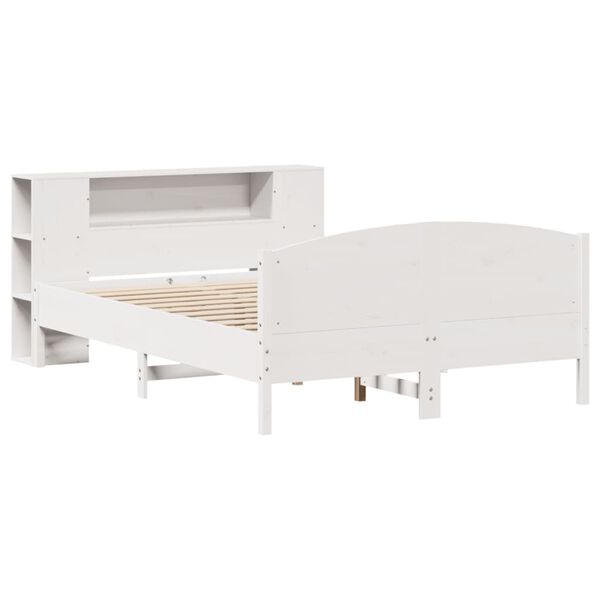 vidaXL Lit biblioth&egrave;que sans matelas blanc 150x200 cm bois pin massif