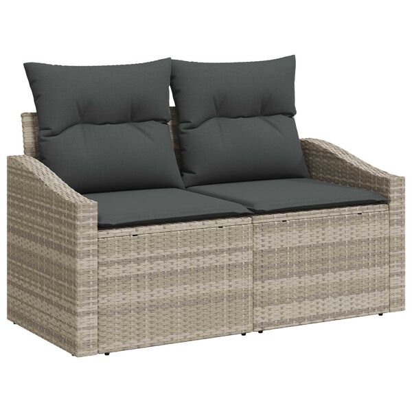 vidaXL Ensemble de canap&eacute; de jardin 8 pcs Gris clair Poly rotin
