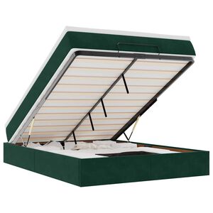 vidaXL Cadre de lit ottoman avec matelas vert fonc&eacute; 140x190 cm velours
