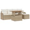 vidaXL Ensemble de canap&eacute; de jardin 6 pcs Beige Poly rotin