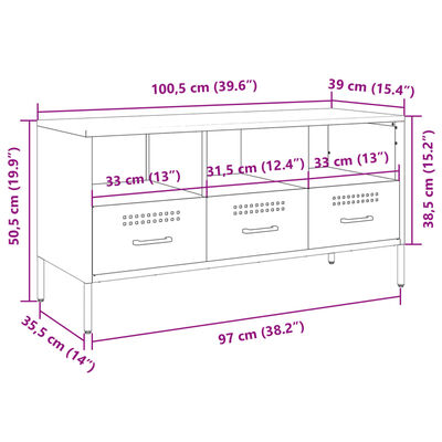 vidaXL Meuble TV anthracite 100,5x39x50,5 cm acier