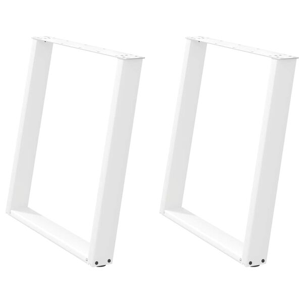 vidaXL Pieds de table &agrave; manger en U 2 pi&egrave;ces Blanc 80 x (72-73) cm Acier