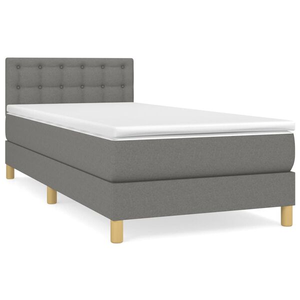 vidaXL Sommier à lattes de lit avec matelas Gris foncé 100x200cm Tissu