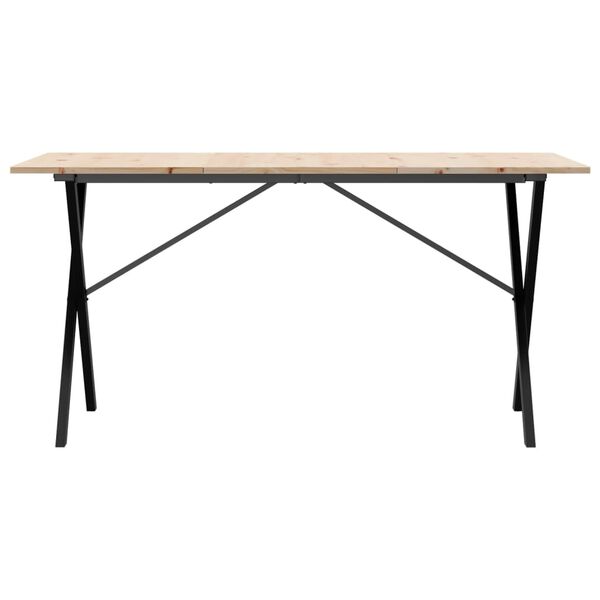 vidaXL Table &agrave; manger cadre en X 140x80x75 cm bois de pin massif acier
