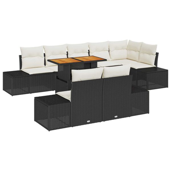 vidaXL Ensemble de canap&eacute; de jardin 9 pcs Noir Poly rotin