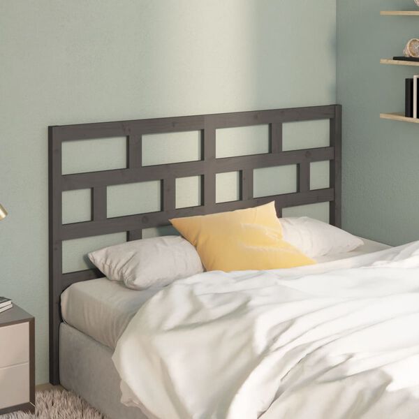 vidaXL T&ecirc;te de lit Gris 166x4x100 cm Bois massif de pin