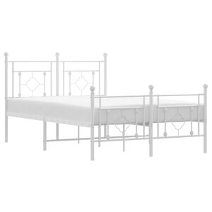vidaXL Cadre de lit m&eacute;tal sans matelas et pied de lit blanc 120x200 cm
