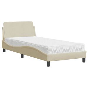 vidaXL Lit avec matelas Dover cr&egrave;me 80x200 cm tissu