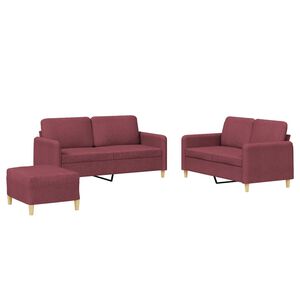 vidaXL Ensemble de canap&eacute;s 3 pcs avec coussins Rouge bordeaux Tissu