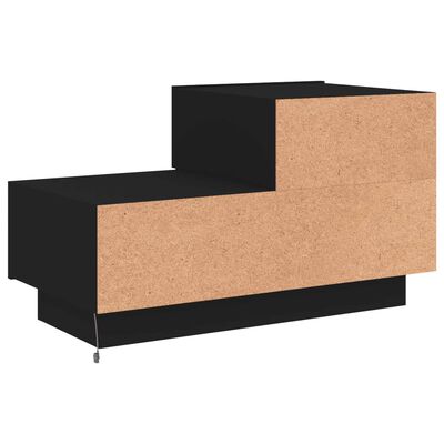 vidaXL Table de chevet avec lumières LED noir 70x36x40,5 cm