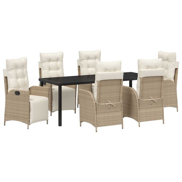 vidaXL Ensemble de salle &agrave; manger pour jardin 7 pcs Beige polyrotin