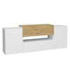 FMD Meuble TV/Hi-Fi 182x33x70,2 cm Blanc et ch&ecirc;ne artisanal