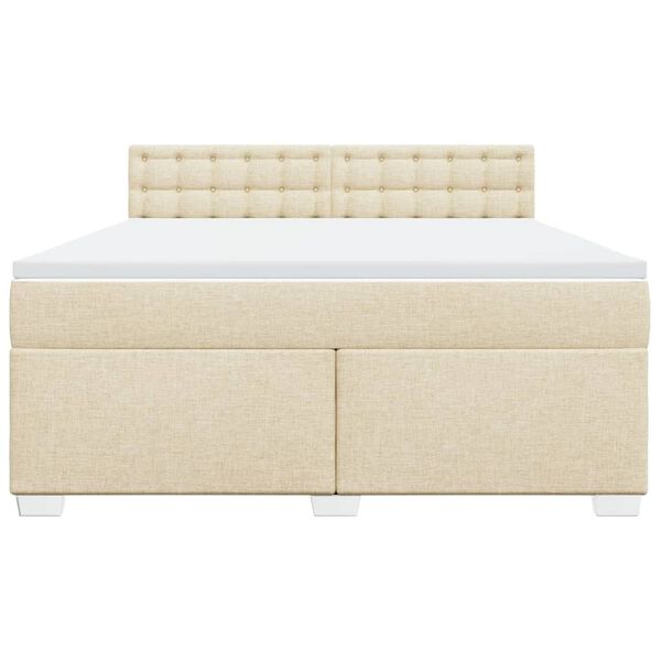 vidaXL Sommier &agrave; lattes de lit avec matelas Cr&egrave;me 180x200 cm Tissu