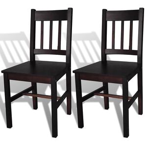vidaXL Chaises &agrave; manger lot de 2 marron fonc&eacute; pin&egrave;de