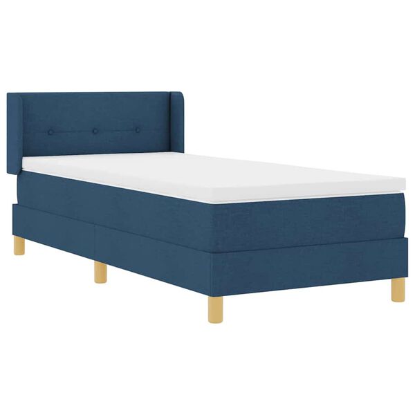vidaXL Lit &agrave; ressorts avec matelas Bleu 200 x 100 cm tissu