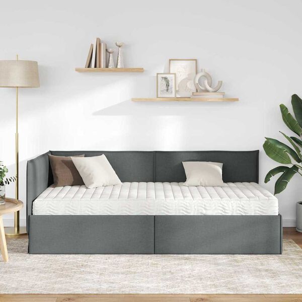 vidaXL Cadre de lit d'angle avec matelas 2 pcs Gris Velours