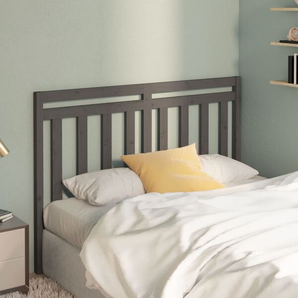 vidaXL T&ecirc;te de lit Gris 126x4x100 cm Bois massif de pin
