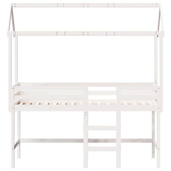 vidaXL Lit superpos&eacute; avec &eacute;chelle et toit sans matelas blanc 90x190 cm