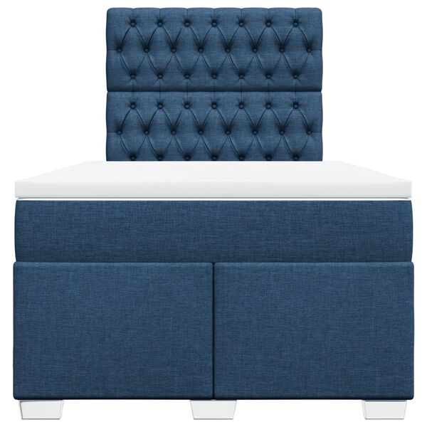 vidaXL Sommier &agrave; lattes de lit avec matelas bleu 120x190 cm tissu