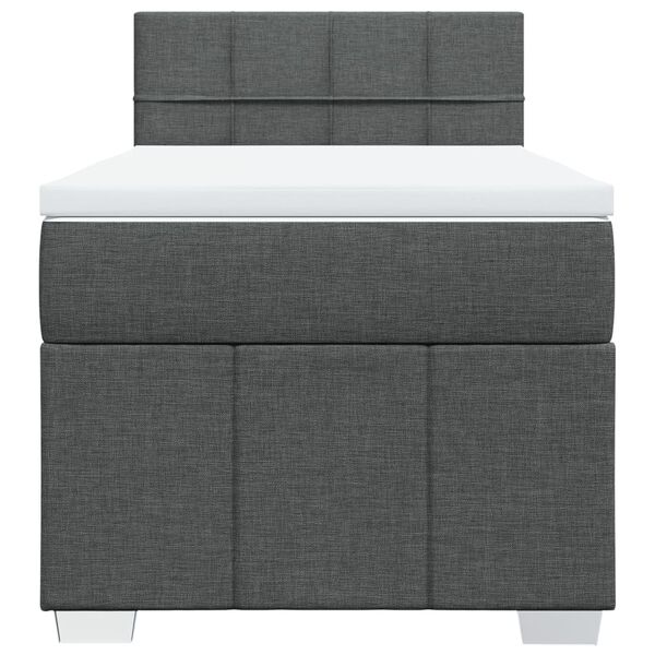 vidaXL Sommier &agrave; lattes de lit et matelas Gris fonc&eacute; 90x190 cm Tissu
