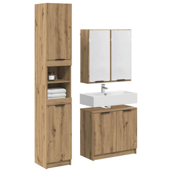 vidaXL Ensemble de Meubles de Salle de Bain 3 pcs Ch&ecirc;ne artisanal