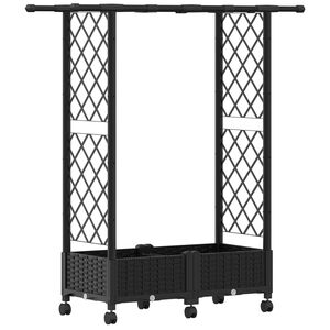 vidaXL Lit &Eacute;lev&eacute; avec Treillis et Toit Noir 122,5 x 40 x 127 cm PP