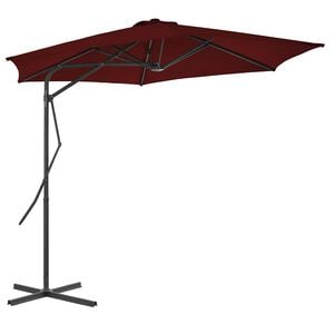 vidaXL Parasol de jardin avec m&acirc;t en acier rouge bordeaux 300x230 cm