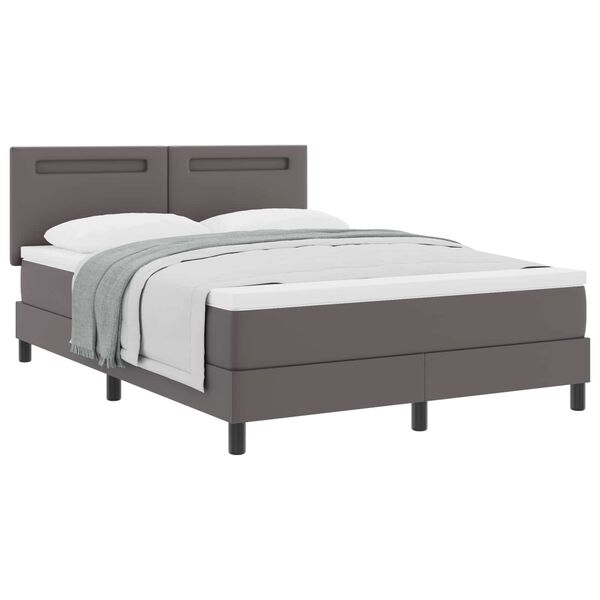 vidaXL Lit &agrave; ressorts avec matelas Gris 160 x 200 cm Simili cuir