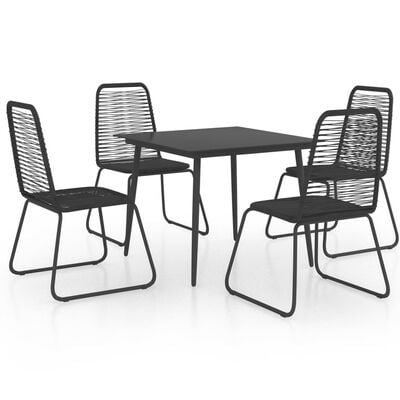 vidaXL Ensemble à manger de jardin 5 pcs PVC résine tressée noir