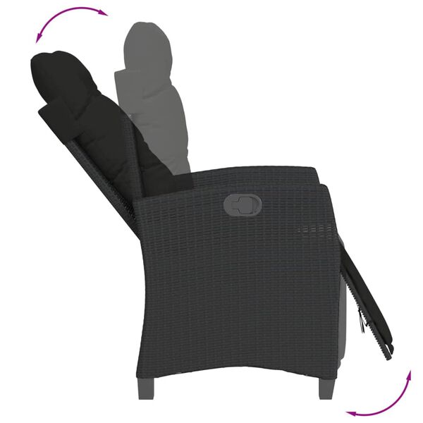 vidaXL Ensemble &agrave; manger de jardin coussins 5pcs Noir R&eacute;sine tress&eacute;e
