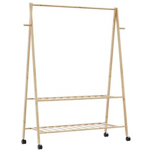 vidaXL Porte-v&ecirc;tements et &eacute;tag&egrave;res roulettes 132x45,5x155,5cm bambou