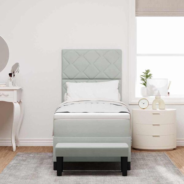 vidaXL Lit à ressorts avec matelas Gris clair 80 x 200 cm Velours