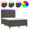 vidaXL Sommier &agrave; lattes de lit matelas et LED Gris fonc&eacute; 140x190 cm