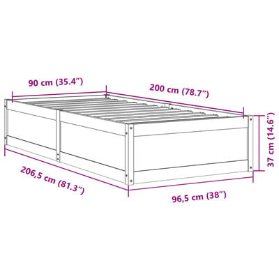 vidaXL Cadre de lit sans matelas blanc 90x200 cm bois de pin massif