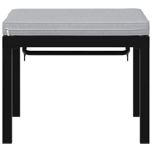 vidaXL Tabouret de jardin avec coussin noir acier enduit de poudre