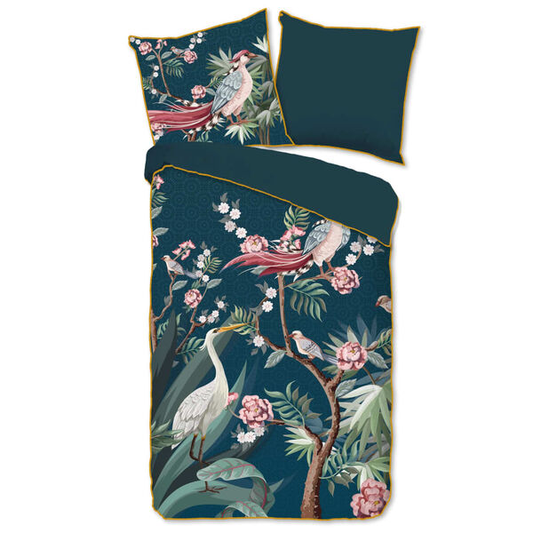 Descanso Housse de couette SARENZA 155x220 cm Bleu p&eacute;trole