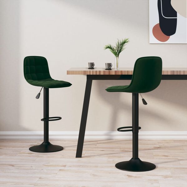 vidaXL Tabourets de bar lot de 2 vert foncé velours